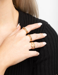 Gold Plated Diamante Celestial Ring Stack Pack - link has visual effect only
