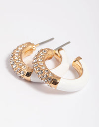 Witte diamanten hoepeloorbellen - link has visual effect only