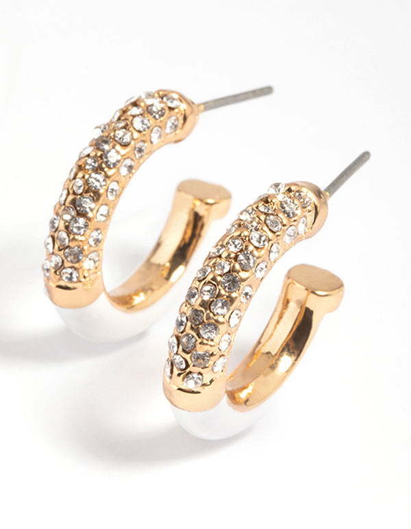 Witte diamanten hoepeloorbellen