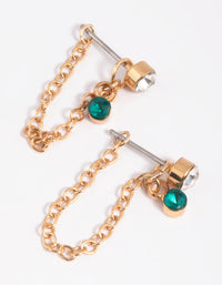 Gouden diamanten kettingjas oorbellen - link has visual effect only