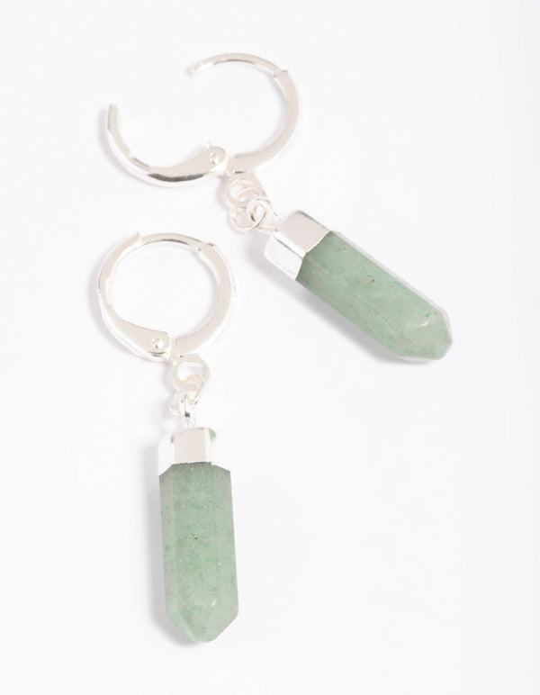 Groene Flurite Shard Huggie Hoop Oorbellen