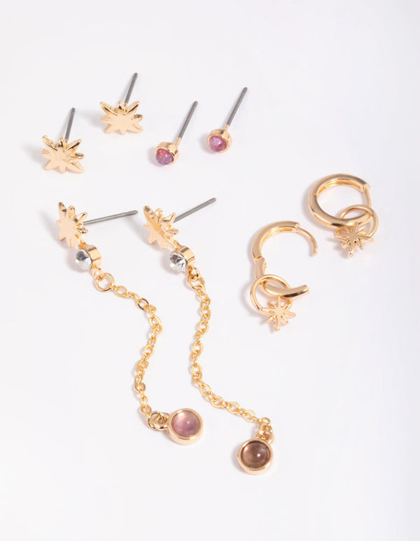 Amethyst Star Earring Stack Pack