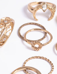 Antique Gold Crescent Ring Stack Pack - link has visual effect only