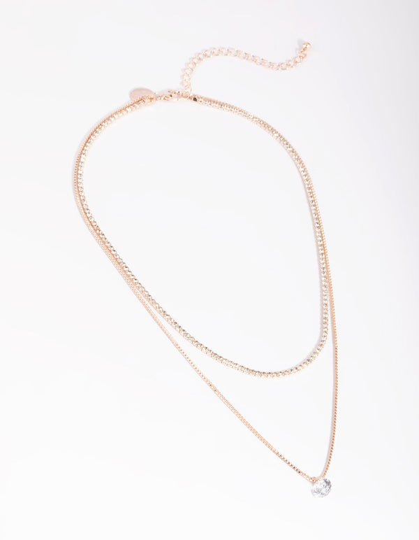 Roségouden diamanten gelaagde ketting