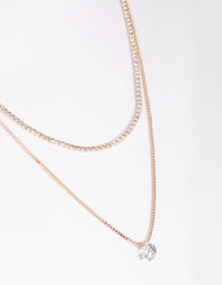 Roségouden diamanten gelaagde ketting - link has visual effect only