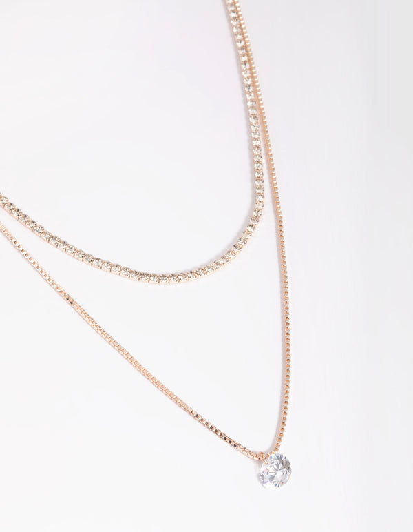 Roségouden diamanten gelaagde ketting
