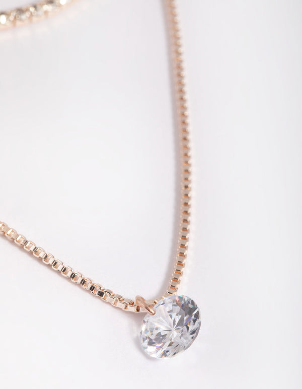 Roségouden diamanten gelaagde ketting