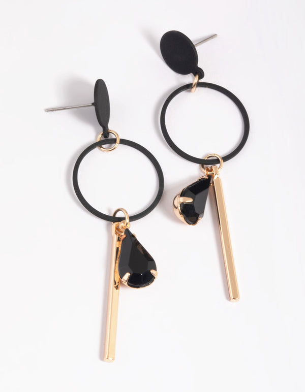 Black Stick Drop Earrings