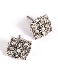 Antique Silver Filigree Stud Earrings - link has visual effect only