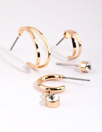 Gold Diamante Hoop Earring Stack Pack - link has visual effect only
