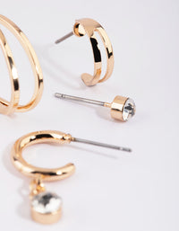 Gold Diamante Hoop Earring Stack Pack - link has visual effect only