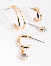 Gold Diamante Hoop Earring Stack Pack - link has visual effect only