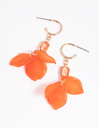 Orange Stone and Petal Huggie Hoop Earrings - link has visual effect only