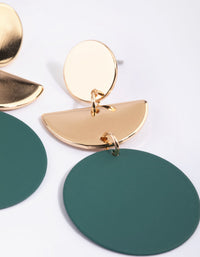 Green Geometric Disc Drop Earrings - link has visual effect only