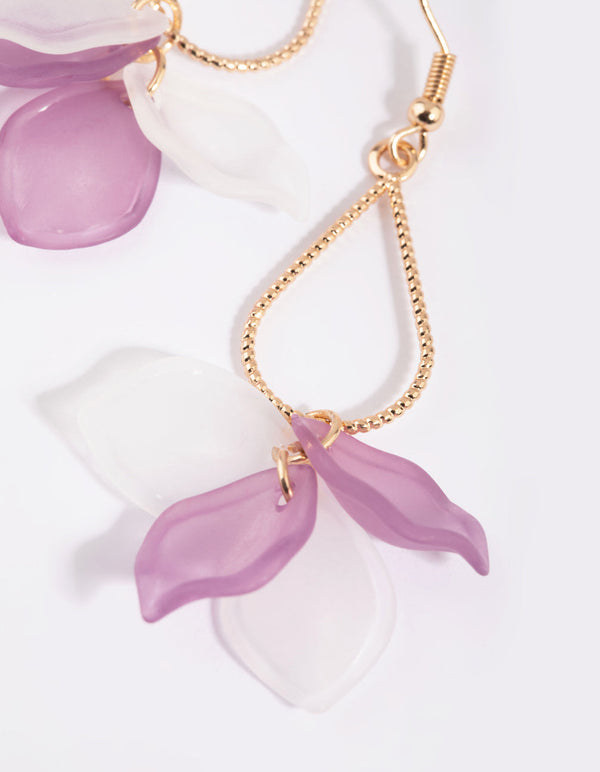 Lilac Petal and Pear Stone Drop Earrings