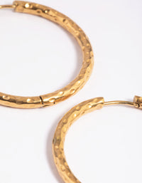 Gold Plated Surgical Steel Textured Large Huggie Hoop Earrings - link has visual effect only