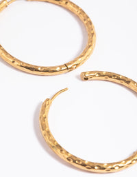 Gold Plated Surgical Steel Textured Large Huggie Hoop Earrings - link has visual effect only