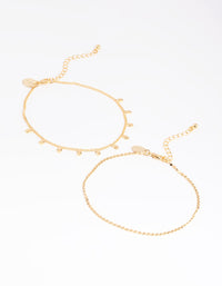 Gold Plated Oval Chain Anklet Set - link has visual effect only