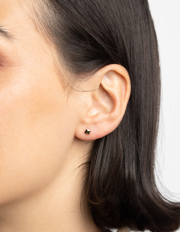 Gold Plated Sterling Silver Square Stud Earrings