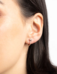 Rose Gold Plated Sterling Silver Star Huggie Hoop Earrings - link has visual effect only