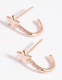 Rose Gold Plated Sterling Silver Star Huggie Hoop Earrings - link has visual effect only