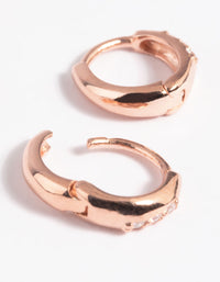 Rose Gold Plated Sterling Silver Cubic Zirconia Huggie Hoop Earrings - link has visual effect only