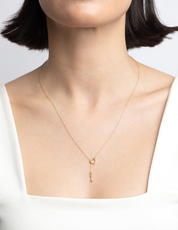 Gold Plated Sterling Silver Heart Thread Necklace