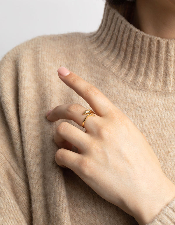 Gold Plated Sterling Silver Dolphin Ring