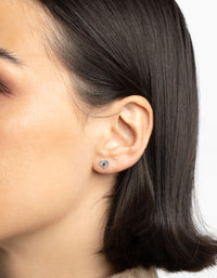 Sterling Silver Fan Heart Stud Earrings - link has visual effect only