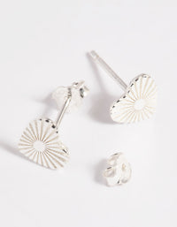 Sterling Silver Fan Heart Stud Earrings - link has visual effect only