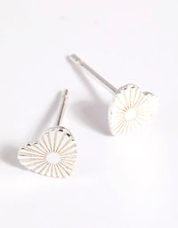 Sterling Silver Fan Heart Stud Earrings - link has visual effect only