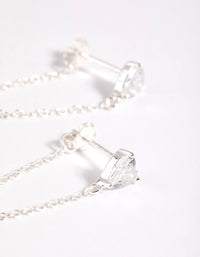 Sterling Silver Cubic Zirconia Heart Chain Stud Earrings - link has visual effect only