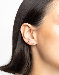 Sterling Silver Cubic Zirconia Floral Stud Earring Pack - link has visual effect only