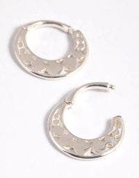 Sterling Silver Circle Fan Huggie Hoop Earrings - link has visual effect only