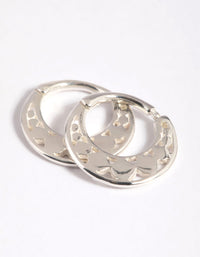 Sterling Silver Circle Fan Huggie Hoop Earrings - link has visual effect only