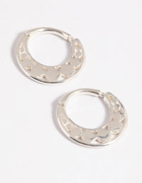 Sterling Silver Circle Fan Huggie Hoop Earrings - link has visual effect only