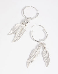 Sterling Silver Leaves Huggie Hoop Earrings - link has visual effect only