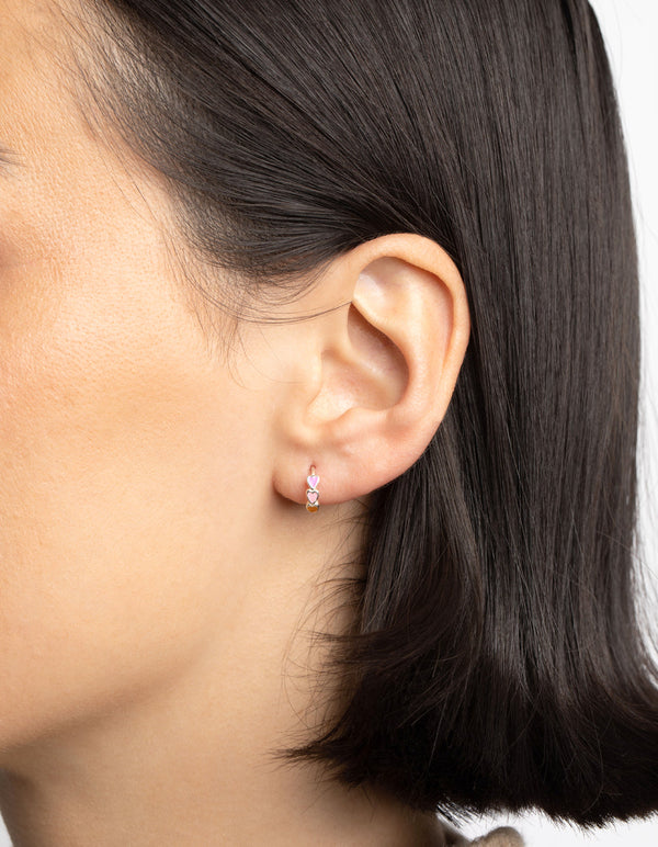 Sterling Silver Heart Huggie Hoop Earrings
