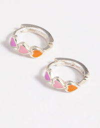 Sterling Silver Heart Huggie Hoop Earrings - link has visual effect only