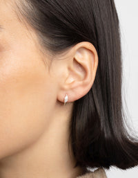 Sterling zilveren Huggie Hoop oorbellen met kubieke zirkonia - link has visual effect only