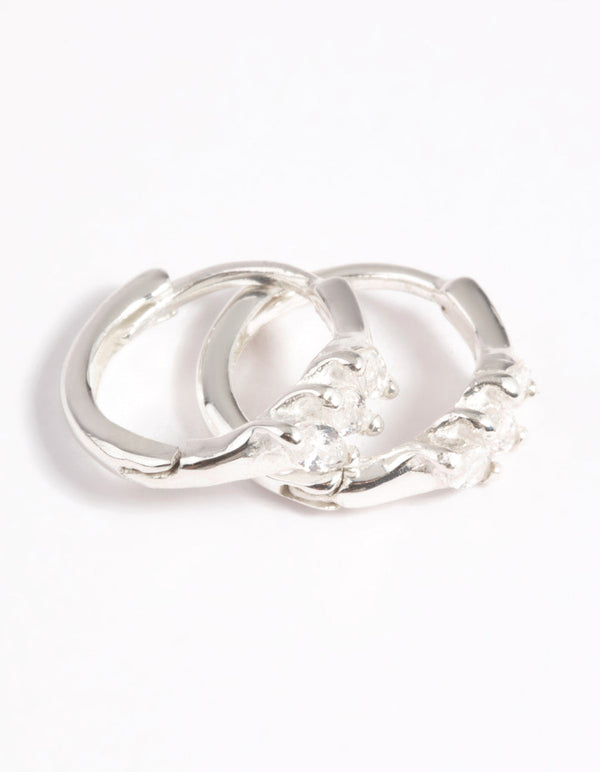Sterling zilveren Huggie Hoop oorbellen met kubieke zirkonia