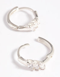 Sterling zilveren Huggie Hoop oorbellen met kubieke zirkonia - link has visual effect only