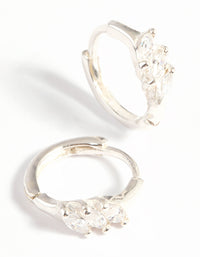 Sterling zilveren Huggie Hoop oorbellen met kubieke zirkonia - link has visual effect only