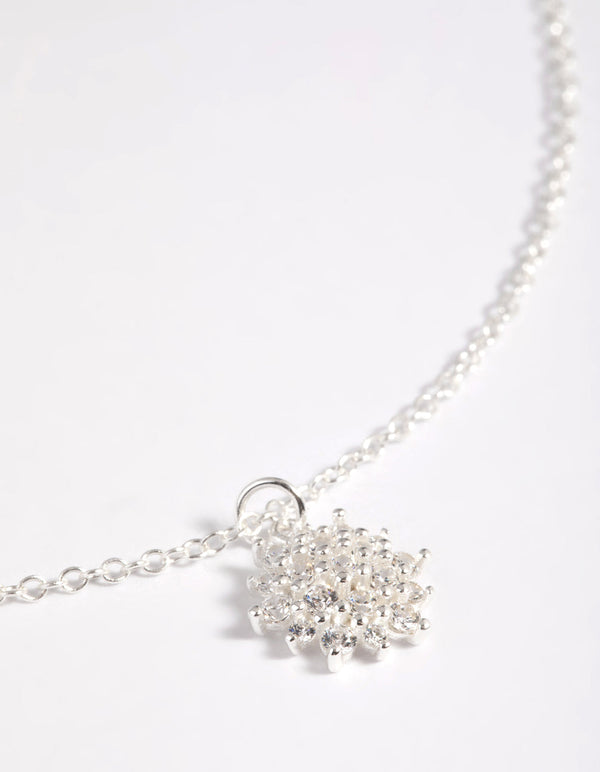 Sterling Silver Cubic Zirconia Sun Necklace