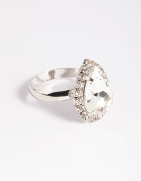 Rhodium Halo Pear Ring - link has visual effect only