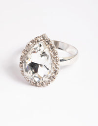 Rhodium Halo Pear Ring - link has visual effect only