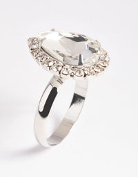 Rhodium Halo Pear Ring - link has visual effect only