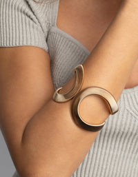 Gouden getextureerde ovale manchet bangle - link has visual effect only