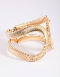 Gouden getextureerde ovale manchet bangle - link has visual effect only