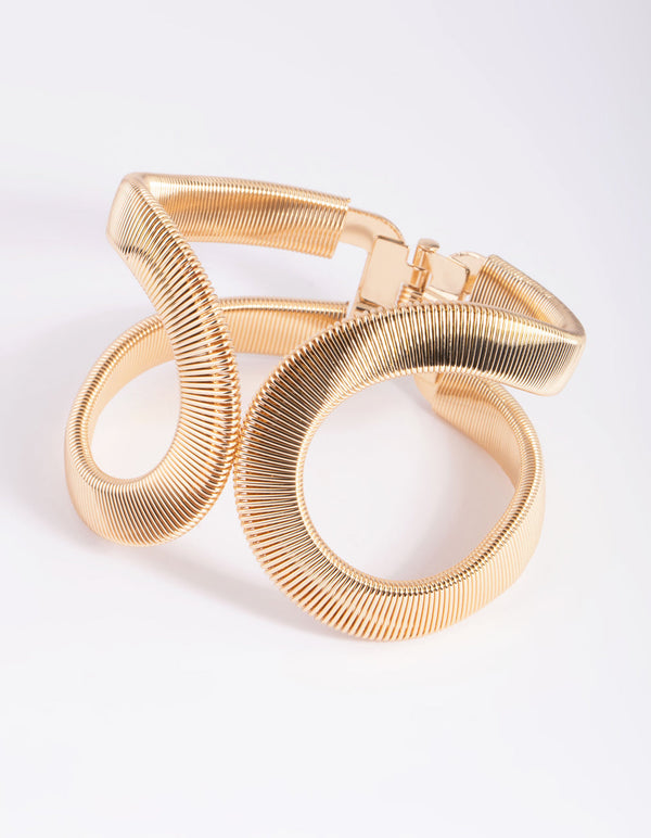 Gouden getextureerde ovale manchet bangle
